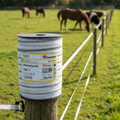 Fita elétrica para cercas 200m / 40mm T40 | Fita premium para cercas longas | Garante fluxo de corrente constante