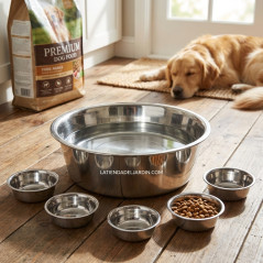 6 Stück Fress und Trinknapf für Hunde, 21 cm. Schüssel mit 1,75 Litern. Edelstahl für Hunde und Katzen