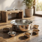 Dog Feeder and Water Bowl 21 cm | Pack of 6 1.75 Liter Stainless Steel Bowls for Dogs and Cats | Hygienic, Durable