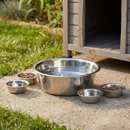 Comedero Bebedero Perros 25 cm | Pack 6 Bol 2,8 Litros Acero inoxidable para Perros y Gatos | Higienico, Resistente