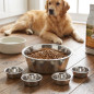 Comedero Bebedero Perros 29 cm | Pack 6 Bol 4 Litros Acero inoxidable para Perros y Gatos | Higienico, Resistente
