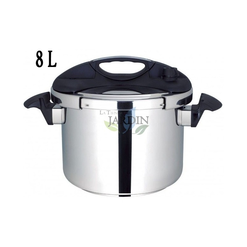 Autocuiseur 8 litres en Acier Inoxydable Ø 24 cm, Casserole Induction et à Gaz, Couvercle à Ouverture Facile