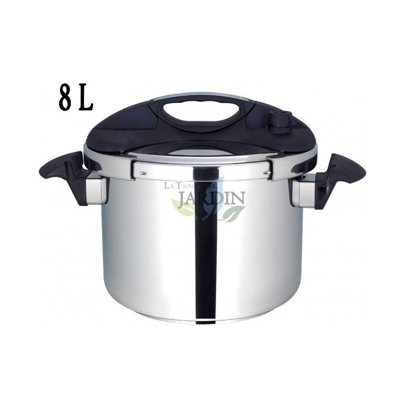 Pentola a Pressione da 8 litri en Acier Inoxydable, Casserole Induction et à Gaz, Couvercle à Ouverture Facile Pentola a Pressione da 8 litri en Acier Inoxydable, Casserole Induction et à Gaz, Couvercle à Ouverture Facile