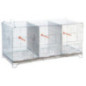 Gaiola galvanizada para canário com 3 compartimentos, 90x34x43 cm | Gaiola para pássaros com comedouros, bebedouros e poleiros