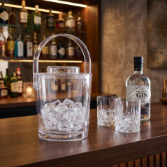 Doppelwandiger Eiswürfelbehälter mit Klammer + Deckel 3 Liter.