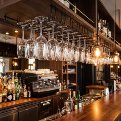 Black Metallic Quadruple Hanging Bracket | High-Strength Stainless Steel | 34x40 cm | Functional and Elegant Design