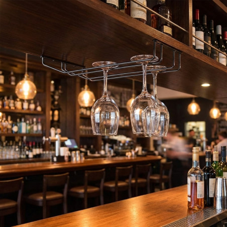 Suporte duplo para cabide preto metálico, aço inoxidável, 34 x 20 cm.