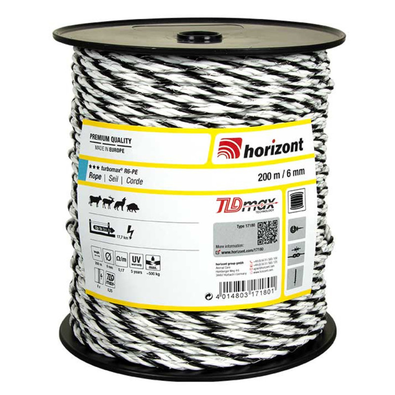 Nastro elettrificato per recinzioni 200 m / 6 mm R6 | Nastro di alta qualità per recinzioni lunghe | Garantisce un flusso di cor