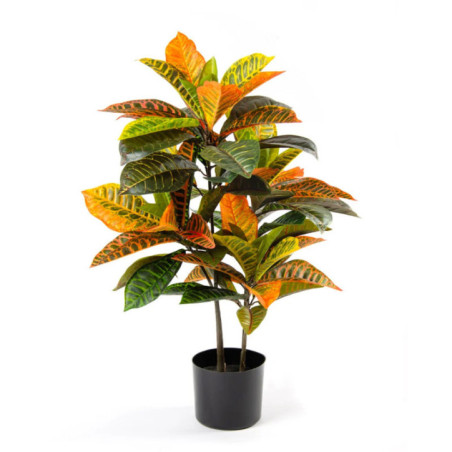Artificial Croton Plant 77 cm with Pot | Plastic Plants for Indoor and Outdoor Garden Decoration