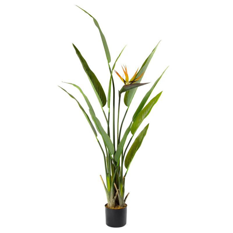 Planta Artificial Flor del Paraiso 140 cm con Macetero | Plantas de Plastico para Decoracion de Jardin Interior y Exterior