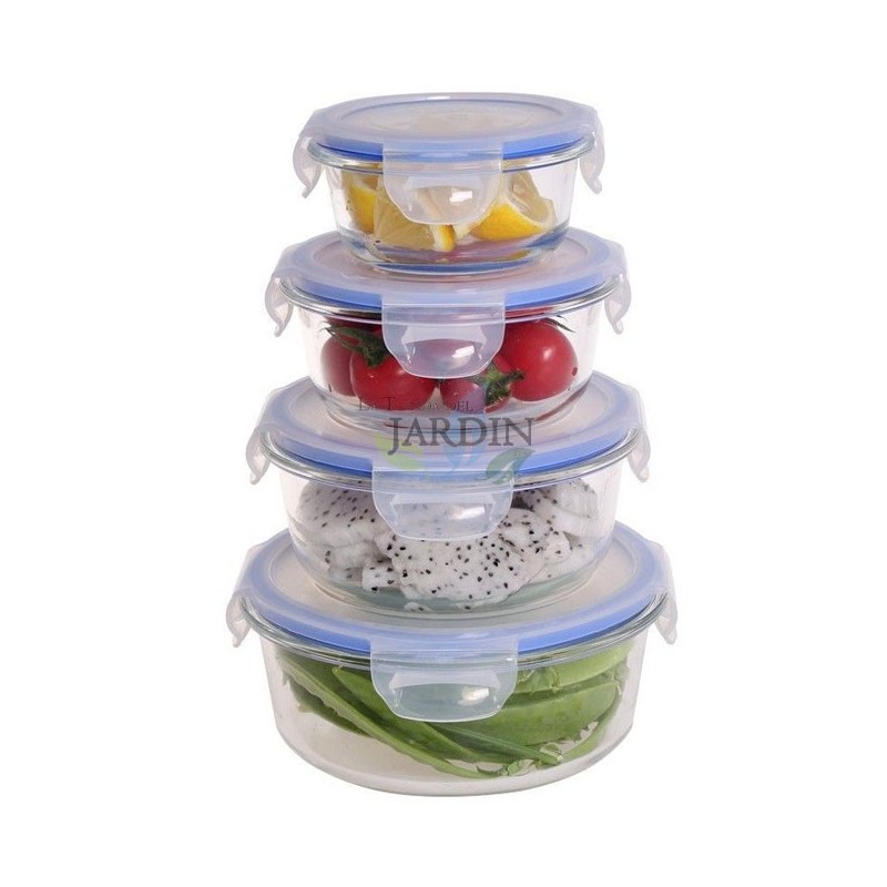 Set di 4 Contenitori Rotondi per il Pranzo in Vetro da 210, 400, 650 e 950 ml Set di 4 Contenitori Rotondi per il Pranzo in Vetro da 210, 400, 650 e 950 ml