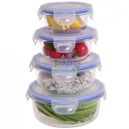 4er-Set runde Lunchboxen aus Glas 210, 400, 650 und 950 ml