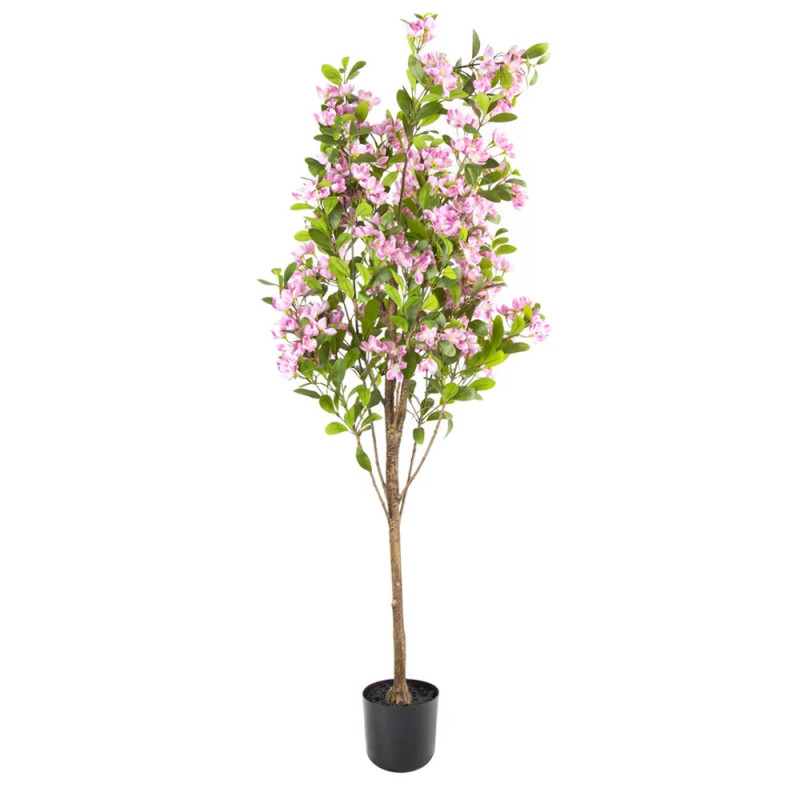 Amendoeira artificial rosa de 150 cm com vaso | Plantas de plástico para decoração de jardins internos e externos Amendoeira artificial rosa de 150 cm com vaso | Plantas de plástico para decoração de jardins internos e externos