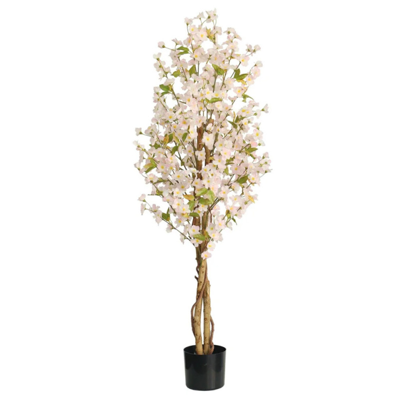 Planta artificial de flor de cerejeira de 150 cm com vaso | Plantas de plástico para decoração de jardins internos e externos