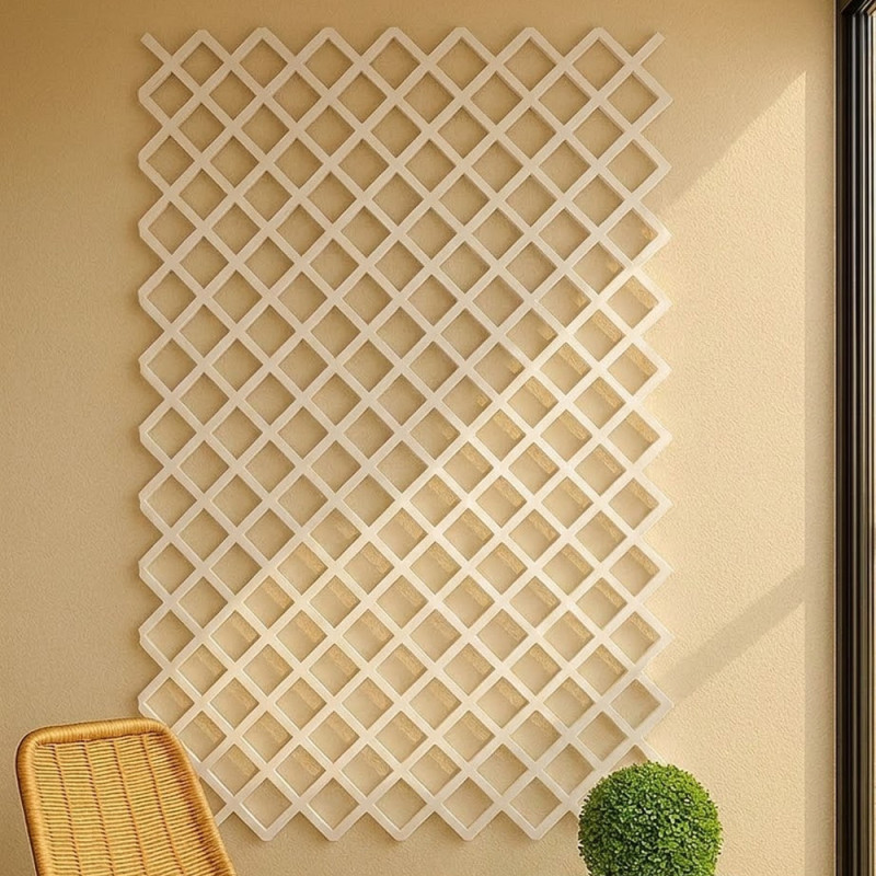 PVC-Gitterpaneel ohne Rahmen, 100 x 200 cm | 4,5 cm Maschenweite | Dekoratives weißes Gitter für Garten und Inneneinrichtung