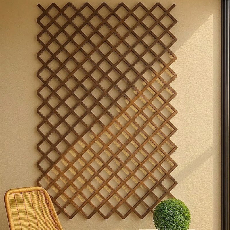 Rahmenloses PVC-Gitterpaneel 100 x 200 cm | 4,5 cm Maschenweite | Braunes Gartengitter | Raumdekoration Rahmenloses PVC-Gitterpaneel 100 x 200 cm | 4,5 cm Maschenweite | Braunes Gartengitter | Raumdekoration