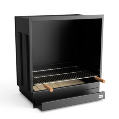 Cassetto con griglia per barbecue e moduli Kitaway 74,5×56,5×80 cm | Cassetto in acciaio nero per cucina da esterno e barbecue