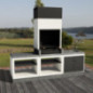 Schublade mit Grillrost für Grill- und Küchenmodule 74,5 × 56,5 × 80 cm | Schwarze Stahlschublade für Außenküche und Grill