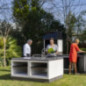 Kitaway 84×63×85 cm Built-in Barbecue Countertop Module with Sink | White/Black Base for Outdoor Garden Barbecue