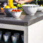 Kitaway 84×63×85 cm Built-in Barbecue Countertop Module with Sink | White/Black Base for Outdoor Garden Barbecue