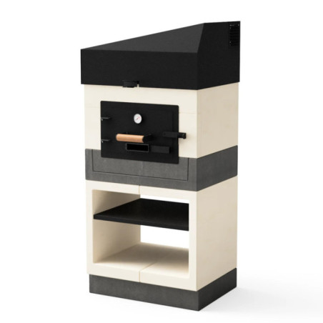 Forno para churrasco Kitaway 84×63×206 cm Cinza/Branco | Isolamento profissional e manômetro | Porta e suporte inferior em aço