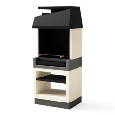 Barbacoa de Obra Kitaway 84×63×206 cm con Parrilla 68,5x42 cm | Barbacoa de Hormigón y Acero Blanco/Gris para Jardin