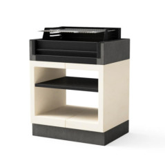 Barbecue da incasso Kitaway 84×63×115 cm con griglia 63x48 cm | Barbecue da giardino in cemento e acciaio bianco/grigio