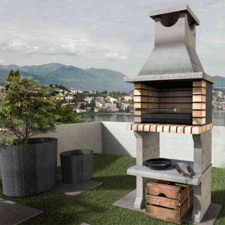 Barbecue encastrable Luna 74x47x190 cm avec grille 54x30 cm | Barbecue en béton et brique