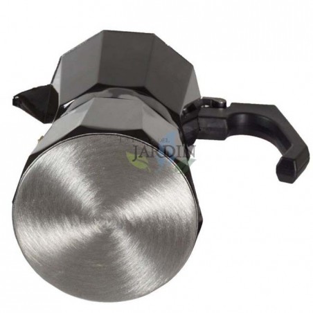 Schwarze Aluminium-Kaffeemaschine | Italienische Kaffeemaschine für 9 Tassen, geeignet für Induktion | Espressomaschine | Für al