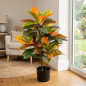 Planta Artificial Croton 140 cm con Macetero | Plantas de Plastico para Decoracion de Jardin Interior y Exterior