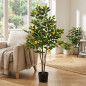 Citronnier artificiel de 120 cm avec pot | Plantes en plastique pour la décoration intérieure et extérieure