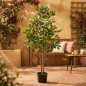 Albero di arancio artificiale da 120 cm con vaso | Piante in plastica per la decorazione di giardini interni ed esterni