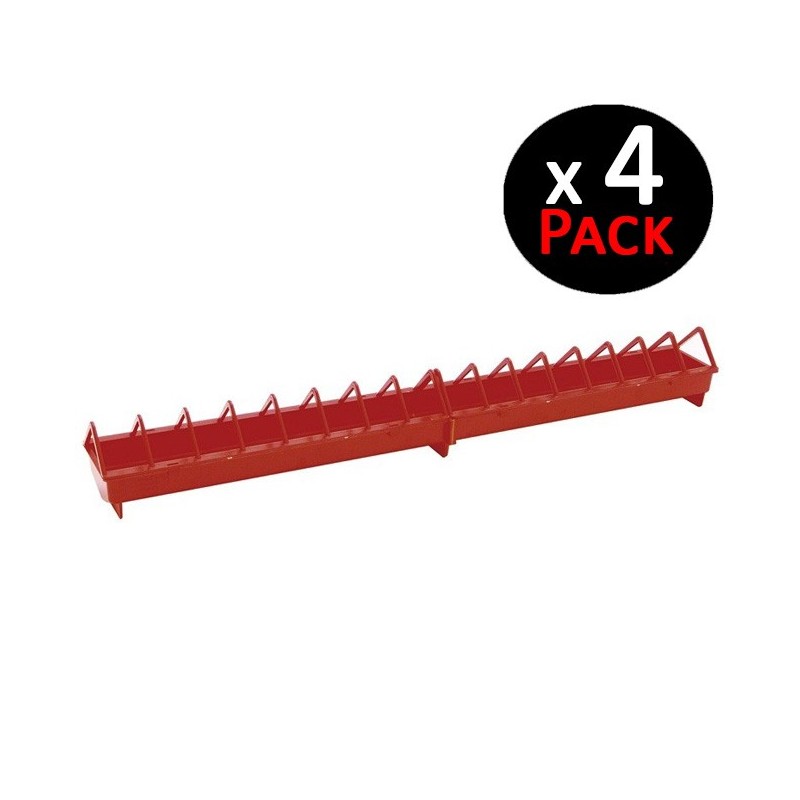 Lot de 4 Mangeoire en plastique pour poules | Grille large 100x12x13 cm | Mangeoire pour poussins du 1er âge