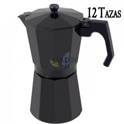 Schwarze Induktionskaffeemaschine aus Aluminium für 12 Tassen