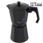 Cafetière de 12 Tasses Noire, Fabriquée en Aluminium, Compatible Toutes Sources de Chaleur Sauf Induction