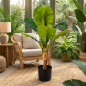 Planta artificial de banana de 86 cm com vaso | Plantas de plástico para decoração de jardins internos e externos