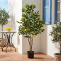 Planta Artificial Limonero 120 cm con Macetero | Plantas de Plastico para Decoracion de Jardin Interior y Exterior