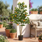 Planta Artificial Naranjo 120 cm con Macetero | Plantas de Plastico para Decoracion de Jardin Interior y Exterior