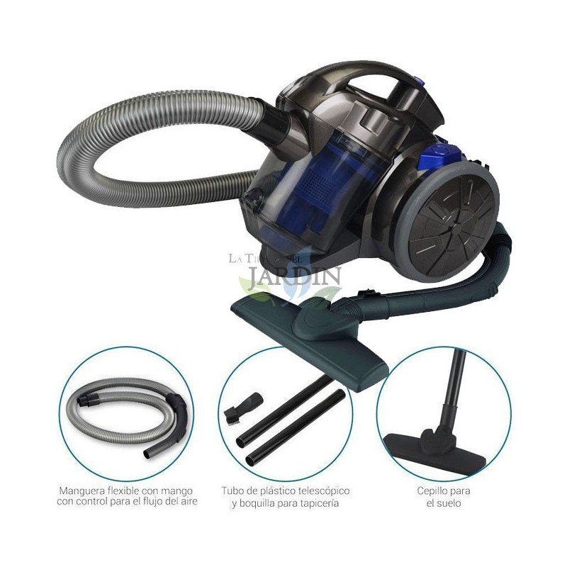 Aspirateur sans Sac, Aspirateur Traîneau silencieux, Aspirateur Cyclonique Léger et Puissant pour Tapis, Sols Durs, 700W Bleu