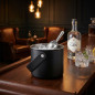 Cubitera inoxidable moon black 1,5 L con asas de cuero | Cubitera acero inox elegante 1,5 litros para enfriar bebidas