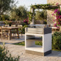Kitaway Built-in Barbecue 84×63×115 cm with Grill 63x48 cm | White/Grey Concrete and Steel Barbecue for Garden