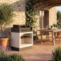 Kitaway Einbaugrill 84×63×115 cm mit Grillrost 63×48 cm | Weiß/Grauer Beton- und Stahlgrill für den Garten