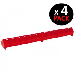 Mangeoire à poules en plastique avec trous, 1 mètre. Lot de 4 unités.