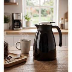 Lacor stainless steel thermos jug, Black - 1 Liter