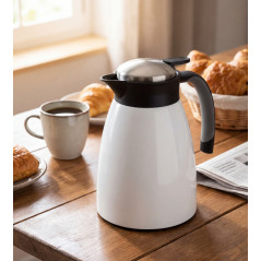 Isolierkanne aus Edelstahl, Weiß, 1 Liter