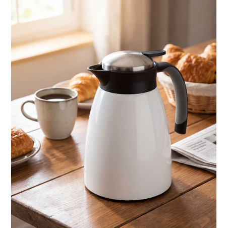 Garrafa térmica Lacor de aço inoxidável, branca - 1 litro.