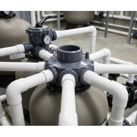 8-Arm PVC Collector Head Ø 50-63 mm | 1" Connection | Collector for Pool Filter and Filtration System