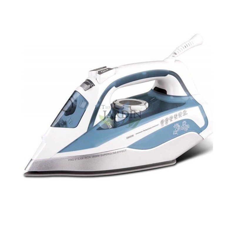 Ferro a vapor profissional 2200W, revestimento cerâmico azul claro