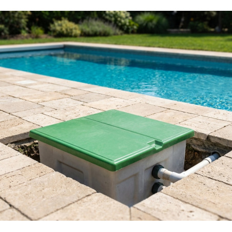 Casetta vuota per piscina interrata in fibra 88 x 66 x 76 per filtri Ø 350