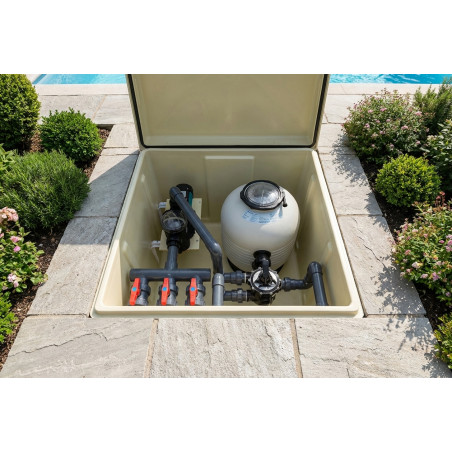 Buried house version with M-3000 Ø 480 filter, side valve and IRI - 1000 M pump.